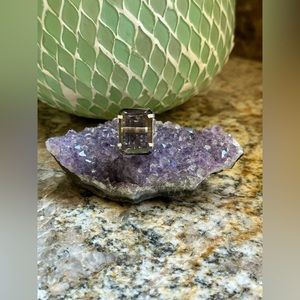 Silver Smokey Quartz Stone Ring